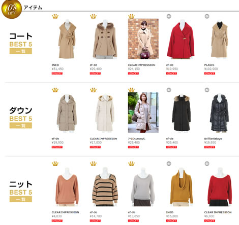 割引商品の一覧