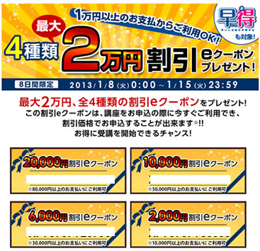 4種類のクーポンの紹介画像