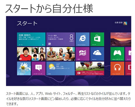 スタート画面のカスタマイズ画像