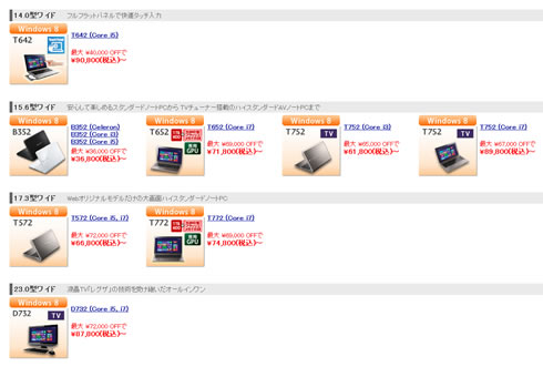 東芝ダイレクトでパソコンが最大72000円割引中　2013年2月