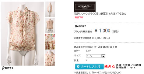 花柄シフォンブラウスの写真