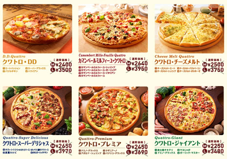 対象の6種類のピザの紹介