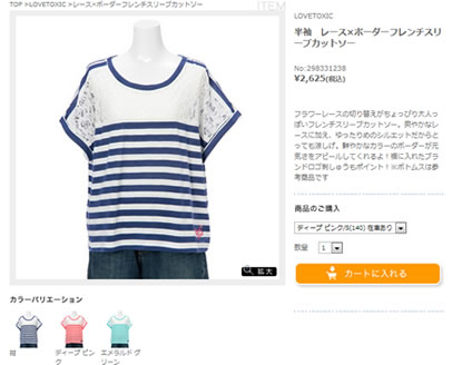ボーダーフレンチスリーブカットソーの紹介写真