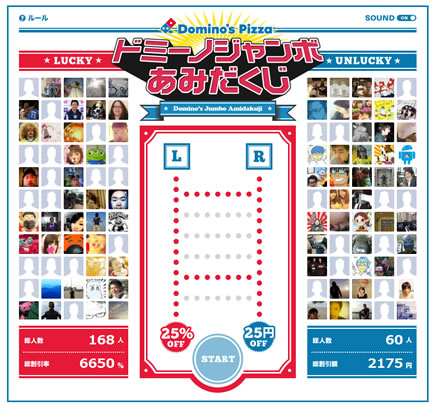 あみだくじの実際の選択画面