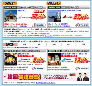 航空券のプラン例