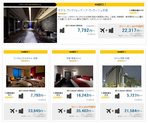 割引価格後の京都のホテル