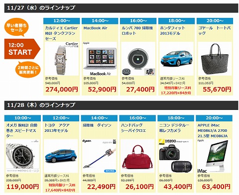 早い者勝ちセールの商品