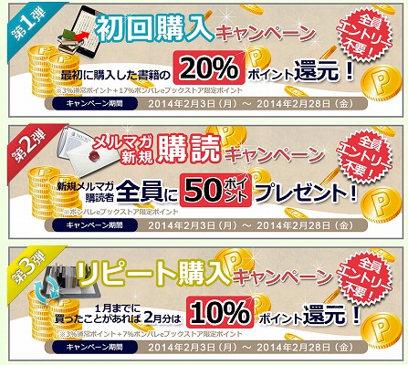 3つのキャンペーンの内容紹介