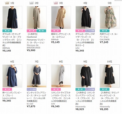 ワンピースの売れ筋ランキング