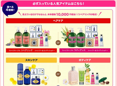 4種類のハッピーバッグの値段と構成