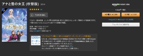 アナと雪の女王の販売ページ画像