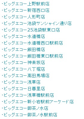 対象の店舗リスト