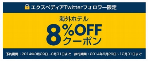 エクスペディア　8%OFFクーポン