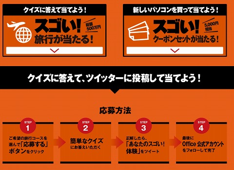 マイクロソフト　スゴイ旅行か5000円クーポンが当たる