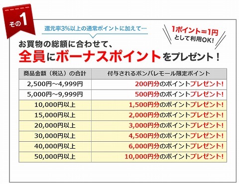 購入額とプレゼントのポイント