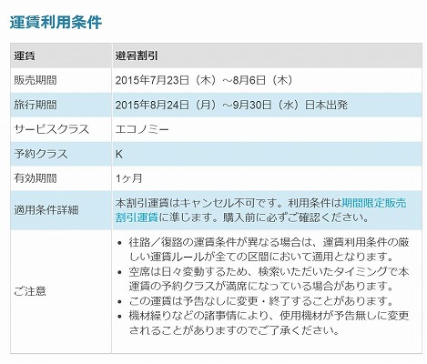 対象運賃の諸条件の説明
