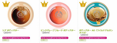 ボディバターの売れ筋ランキング