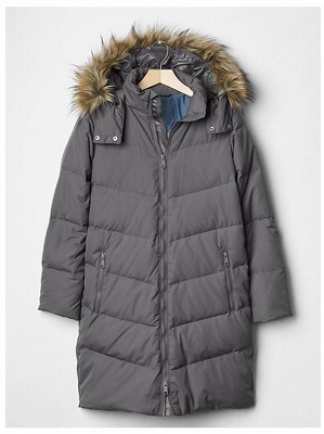 Faus fur-collar chevron dowm puffer coatの写真