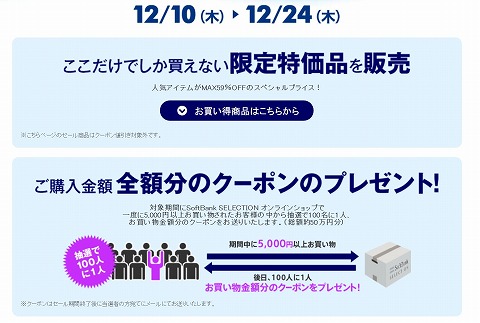 全額クーポンのプレゼントの説明