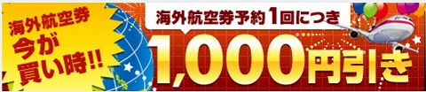航空券1000円引きの紹介