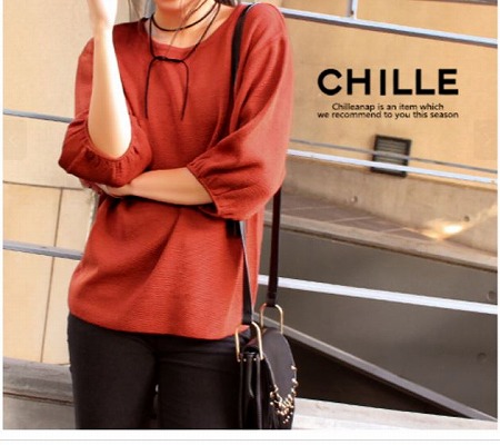 ミラノリブボリューム袖ニットトップスの写真