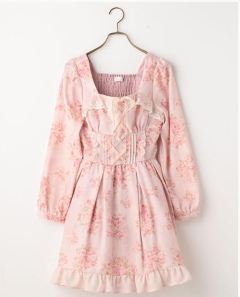 ブーケリボン柄ワンピースの写真